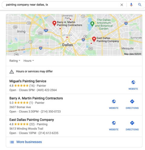 listing on google maps